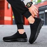 ▶ LARNMERN Calcetines de punta de acero, zapatos de seguridad para el trabajo, ligeros, industriales y de construcción, zapatos sin cordones, Negro, 12.5 Women/11 Men