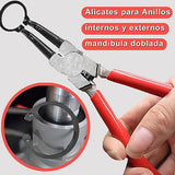 Juego de Alicate de Anillo a Presión, 4 Piezas, Alicates Internos y Externos de 7-inch, Alicates de Mandíbula Recta/Doblada, Alicates de Clip en C, Juego de Alicates de Anillo de Resorte (Rojo)