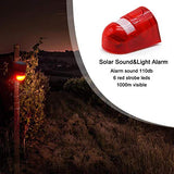 ▶ Solar Sound & Light Alarm Motion Sensor 110 Decibels Siren Sound Alert & 6LEDs Flash Warning Strobe Security Alarm System for Farm Villa