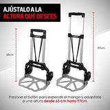 ▶ Redlemon Diablito Plegable de Aluminio con Capacidad para 100 kg de Carga, Llantas y Base Plegables, Mango Ergonómico y Ajustable hasta 97 cm de Altura, Resistente y Ligero, Fácil de Guardar