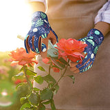 ▶ Guantes Jardinería de cuero para mujer, guantes de trabajo para deshierbar, cavar, plantar, rastrillar y podar (B-azul)