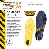 ▶ COPPER Fit Plantillas de trabajo resistentes para hombre para soporte de arco todo el día, color negro, talla única de EE. UU, Negro, Talla unica