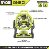 ▶ RYOBI Ventilador híbrido de 7.5 pulgadas