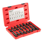 ▶ NEIKO Juego de llaves de tuerca de lengüeta Neiko 02457A , kit de herramientas de extracción de bloqueo de rueda para llaves de neumáticos de repuesto y fábrica, SAE y enchufes métricos, 16 piezas