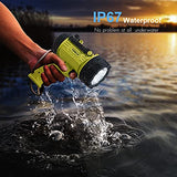 🔦 Linterna recargable YIERBLUE Foco recargable con LED de 2000 lúmenes, IP67 impermeable, linterna de mano con filtro de luz roja desmontable, 10000 mAh de larga duración (fluorescente)