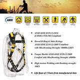 Welkford Arnés de seguridad industrial de protección contra caídas con hebillas para la lengua en la pierna, soporte para la almohadilla de hombro compatible con ANSI equipo de protección personal de cuerpo completo