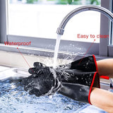 ▶ Guantes ignífugos  para freidora de pavo, hornos, cocinar, resistente al calor, resistente al aceite, revestimiento de neopreno resistente al aceite