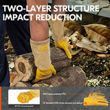 ▶ Guantes de jardinería Extra Largos,Antideslizantes,Antiabrasión y Antipulgas de Cuero de Grano de Vaca Premium(Talla M,Amarillo,CA9659)