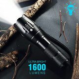 🔦 Linterna recargable GJP Linterna LED Recargable Alta Potencia Militar, Linterna Táctica Lámpara Portátil 1600 Lúmenes, IPX6 Impermeable Linterna Para Bicicleta/Senderismo/Cámpings, 5 Modos de Luz Zoomable Luz De Emergencia