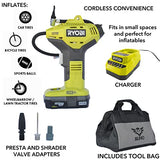 Ryobi P737D Portable Power Inflator with P118B Charger, 1.5 Ah Lithium-ion Battery and 15 Inch Buho Tool Bag