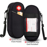 ▶  Estuche de transporte médico aislado, bolsa organizadora de medicamentos de viaje Bolsa médica de emergencia con capacidad para 2 EpiPens, inhalador para el asma, antihistamínico, Auvi-Q, medicamentos esenciales para la alergia, negro