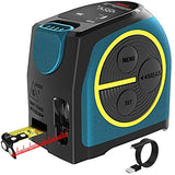 ▶ Cinta métrica láser 2 en 1, medición láser silenciosa de 40 m, pantalla LCD de color recargable USB, distancia de medición, impermeable IP54, longitud de cinta de 5 m, revestimiento de nailon para bricolaje de DTAPE