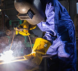 ▶ Guantes de soldador 14 pulgadas, calor, llama, forja, manoplas de palo, manejo de ollas, horno, parrilla, fuego, estufa, Tig Mig, barbacoa, animal (grande, palma reforzada doble)