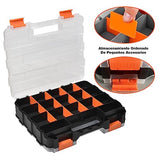▶  Caja de almacenamiento de herramientas de doble cara, almacenamiento de caja de herramientas, 34 compartimentos (negro)