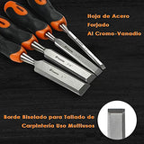 FUMETAX Juego de Cinceles de Madera 4 piezas Cr-V Construcción para Carpintería Talla PVC Mango de Alto Impacto SW-813011