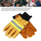 ▶ Guantes ignífugos de Trabajo Ignífugos Guante de Seguridad Resistente Al Calor Antivalor de Cuero de Vaca Duradero