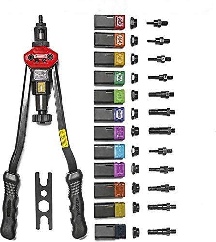 Q&R M3 M4 M5, M6, M8, M10 M12, 10-24, 1/4-20, 5/16-18, 3/8-16, Remachadora de mano, herramientas de remache con sistema de ajuste de tuerca M3-m12 Bt607