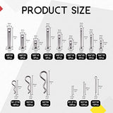 💢  Hilitchi Juego surtido de 122 pines y clips de acero inoxidable 304, incluye 9 estilos M4, M6, M8, M1.5, M2, M3, Pin de acero chapado en zinc y clips R de retención de resorte