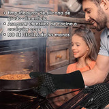 ▶ Guantes ignífugos  Barbacoa, Guantes Asador de Parrilla para Horno 1472 ℉de Silicona Guantes Cocina Aislamiento Térmico Resistente a Altas Temperaturas Antideslizantes para Cocción, Horneado, Soldadura, Corte, 13 Pulgadas (Negro)