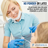 PlastCare USA Splash - Guantes de nitrilo, color azul, 100 unidades, sin látex (1 caja de 100), color azul