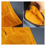 ▶ Guantes de soldador Un par / set Fire a prueba de fuego Guantes de soldadora de cuero de vaca duradera HUEVOS DE SEGURIDAD DE LOS TRABAJO DE CALOR for SOLDADURA HERRAMIENTAS DE MANO DE METAL Resisten