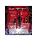 ▶ MILWAUKEE Juego de brocas de agarre seguro de hélice rojo cobalto de 15 piezas con estuche de almacenamiento plegable de plástico duro