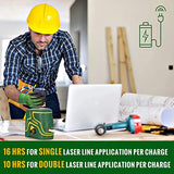 Nivel láser recargable verde, tres módulos con 2 cabezales láser, línea horizontal/vertical y línea cruzada, 44,8 m, modo autonivelante y pulso, soporte magnético, rotación de 360°, IP54 - MTM310B