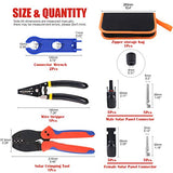 💢 Hilitchi MC3 MC4 - Crimpadora solar para cable PV de panel solar de 2,5/4,0/6,0 mm2, pelacables y cortador, 10 conectores de cable de panel solar MC4 macho y hembra, 1 par de conectores MC4 solares