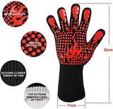 ▶ Guantes ignífugos  Barbacoa, Guantes para Horno 800 °C / 1472 °F, Guantes Asador de Parrilla Aislamiento Térmico Altas Temperaturas, Antideslizantes, con Pinzas de Acero Inoxidable, para Barbacoa, Cocción, Horneado (Rojo)