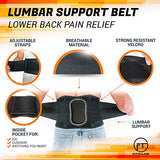 ▶ Cinturón de protección Lumbar  para aliviar el dolor | Ciático, hernia de disco y escoliosis para hombres y mujeres - Correas ajustables y almohadilla lumbar extraíble