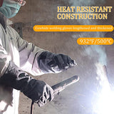 ▶ Guantes de soldador (40,6 cm, 500 °C, guantes de cocina, guantes resistentes al calor, guantes de manipulación de animales, guantes de Kevlar, para chimenea, fogata, barbacoa, manga larga, color negro y gris