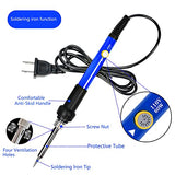 Kit de soldador, soldador de 60 W, temperatura ajustable, multímetro digital, 5 puntas de soldadura, cable de soldadura, soporte, bomba desoldadora, mecha de soldadura, pinzas, kit de soldadura