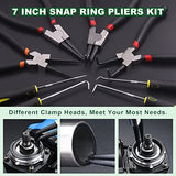 KEADIC Juego de 8 alicates de anillo de 7 pulgadas con gancho que incluye recto/doblado/mandíbula/puntas de clip C y gancho de extracción de precisión, anillo de cierre de aceite interno/externo Ki