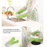 ▶ Guantes de goma de látex impermeables para lavavajillas, puños largos y forro de flocado, 2 pares (mediano)