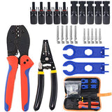 💢 Hilitchi MC3 MC4 - Crimpadora solar para cable PV de panel solar de 2,5/4,0/6,0 mm2, pelacables y cortador, 10 conectores de cable de panel solar MC4 macho y hembra, 1 par de conectores MC4 solares