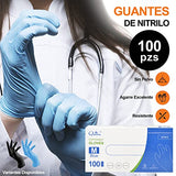 ▶ Guantes De Nitrilo Azul Libre de Látex Sin Polvo desechable resistente antiadherente uso industrial alto rendimiento ideal para cocinar pack de 100 piezas (Medium)