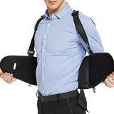 ▶ Cinturón de protección Lumbar  con clips extraíbles para pantalones y tirantes desmontables - Cinturón de apoyo para la espalda - Ajustable, ligero, transpirable, fundas de hombro - Trabajo, postura - Negro (talla XL)