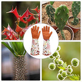 ▶ Guantes de jardinería de cuero para mujer extendidos y largos para podar rosas profesionales (rojo)