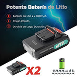 ▶ Juego de Taladro Eléctrico Inalámbrico con Dos Baterías de Litio de 3.0Ah, LED Incorporado, 2 Velocidades Variables de 3/8'', Impacto de Mandril sin Llave, 25 + 1 Embrague, Cargador Rápido para Mejoras en el Hogar y Proyectos de Bricolaje, 29 Piezas