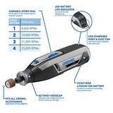 ▶ DREMEL - Herramienta giratoria inalámbrica de iones de litio de 4 V, velocidad variable, multiusos, carga USB, fácil cambio de accesorios, perfecto para bricolaje ligero y manualidades