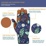 ▶ Guantes Jardinería de cuero para mujer, guantes de trabajo para deshierbar, cavar, plantar, rastrillar y podar (B-azul)