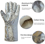 ▶ Guantes ignífugo de papel de aluminio de alta temperatura Guantes Resistencia de la hornada Anti-escaldar Anti-Liquid nitrógeno amoniacal Oxyge