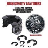 💢 Hilitchi 300-Pcs Alloy Steel E-Clip Circlip External Retaining Ring Assortment Set - 1.5mm to 10mm