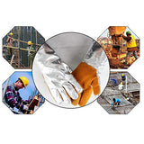▶ Guantes de Soldador Aislamiento Guantes industriales, Cuero, Guantes de Papel de Aluminio, Horno, Anti escaldado, Fundición, Resistencia al Desgaste, Alta Temperatura, 500-1000 Grados
