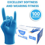 ▶ Guantes de nitrilo, sin látex, guantes de goma sin polvo, guantes médicos desechables para examen, azul, guantes de nitrilo XL, 100 guantes de plástico por caja