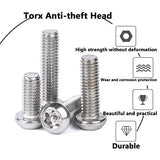 Tornillos antirrobo de seguridad Torx M6 x 45 mm, de acero inoxidable (20 unidades)