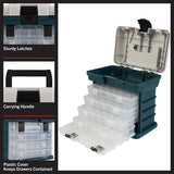 ▶  Caja de herramientas portátil, organizador de piezas pequeñas con cajones y compartimentos personalizables para hardware, aparejos de pesca, abalorio o manualidades (gris)