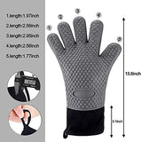 ▶ Guantes ignífugos Guantes de Silicona para Cocina - Guantes para Parrilla de Barbacoa de Horno - Guantes Silicona y Algodón de Doble capa Resistente al Calor y Antideslizantes - para Asar a la Parrilla|Cocinar|Hornear (Negro)
