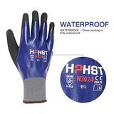 ▶ Guantes de jardinería  impermeables, 3 pares de guantes de seguridad de trabajo resistentes al aceite, guantes de jardinería con revestimiento de nitrilo para hombres y mujeres, color azul, mediano, 3 pares