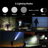 LE Linterna recargable D, LP3000 de alto lúmenes súper brillante, linterna táctica con zoom de 1000 lúmenes, impermeable, 5 modos de iluminación, linterna de mano pequeña para camping, emergencias (cable USB incluido)